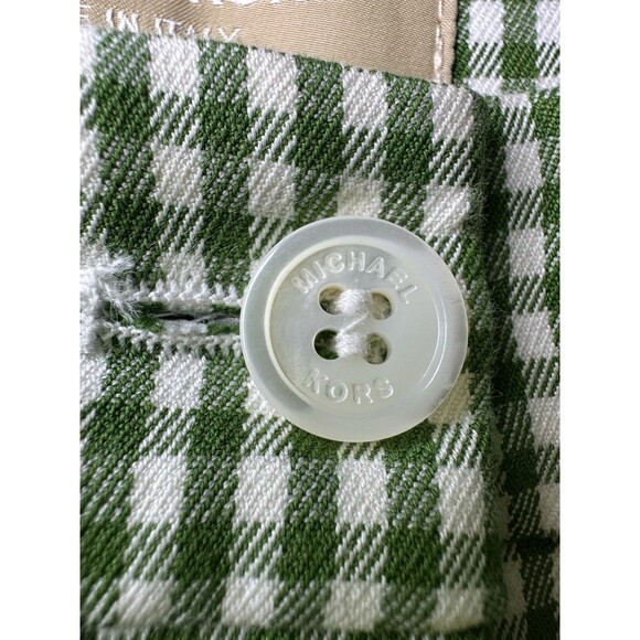 Michael Kors Green White Gingham Check Straight Leg Ankle Pants ITALY Women's 6 - Picture 5 of 8